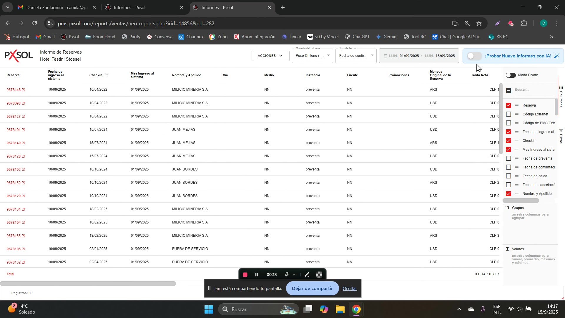 Botón azul en la esquina superior derecha etiquetado como 'Probar Nuevo Informes con IA'.