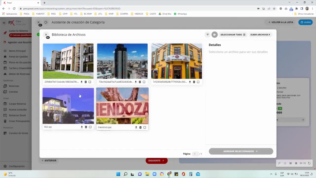 Interfaz de carga de fotos con una imagen de ejemplo seleccionada