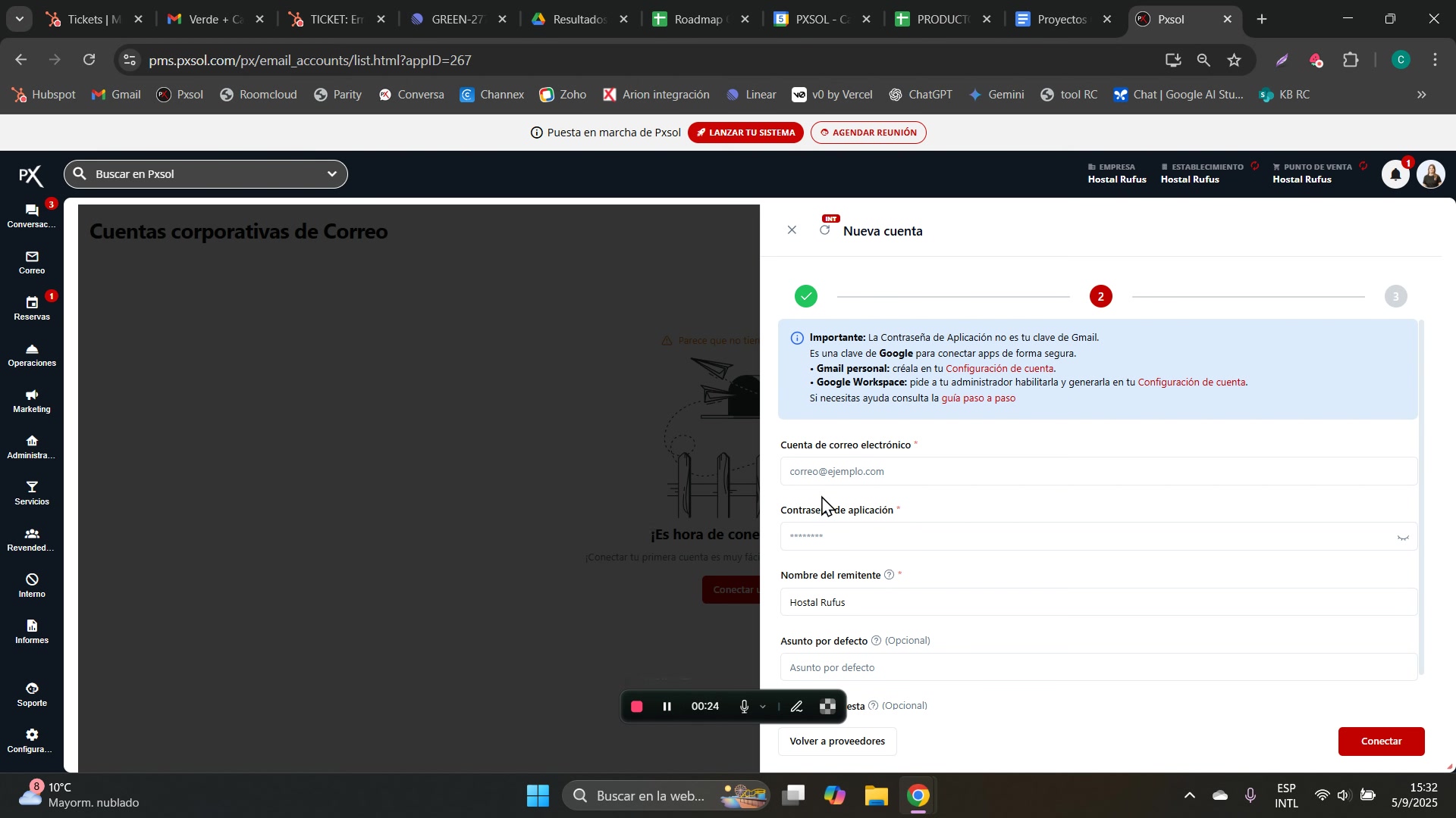 Formulario para nueva cuenta con el campo de correo electrónico completado.