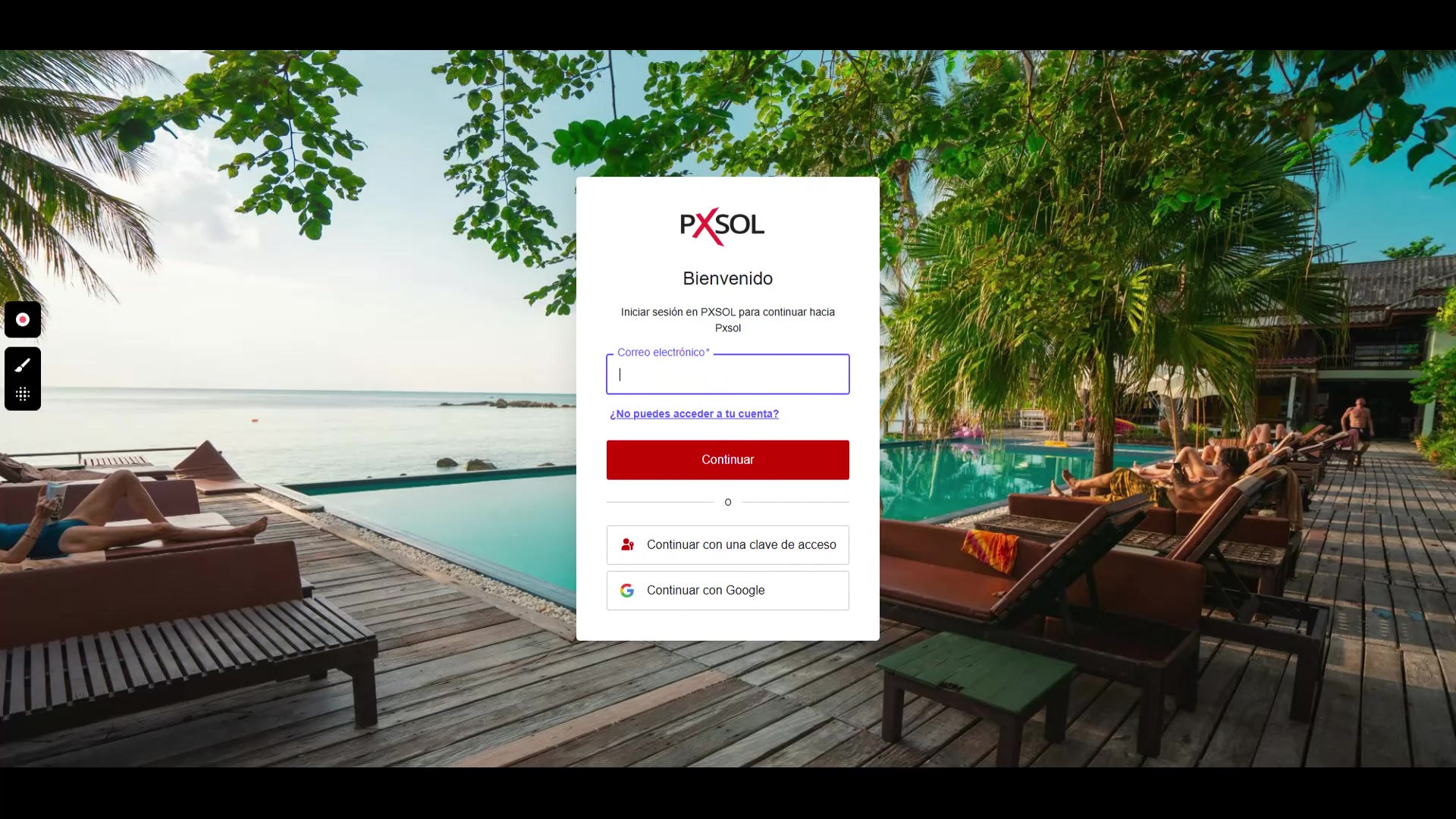 Pantalla de inicio de sesión con el campo para correo electrónico rellenado.