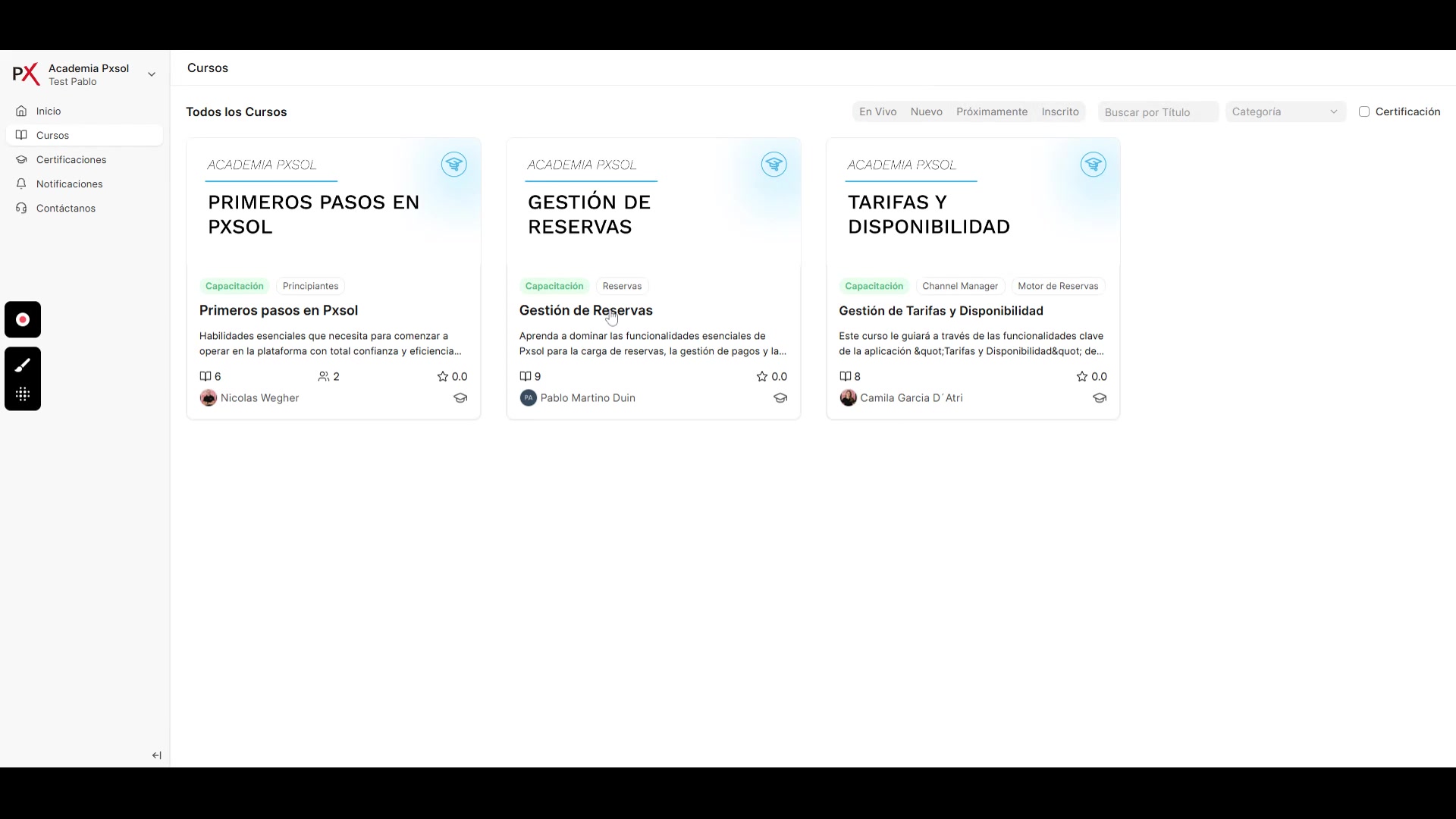 Selección del curso