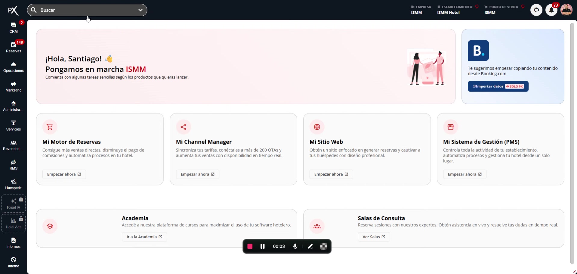 Barra de búsqueda en el menú principal del sistema, mostrando resultados para 'editor de reservas'.